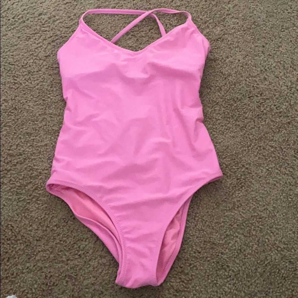 Hot pink one piece bathing suit